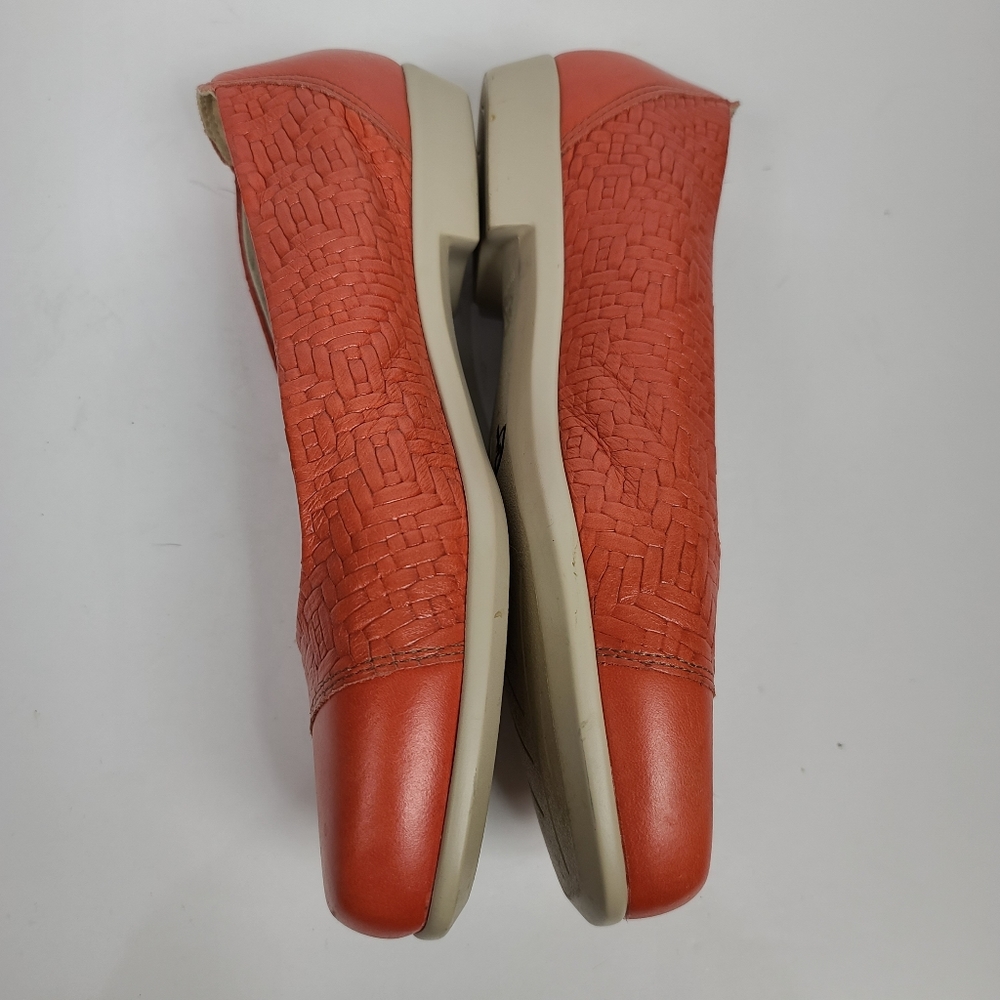SAS MAUI Leathe Slip On Flats Melon Coral Basket Weave TriPad Comfort Shoes 9 - Picture 8 of 14